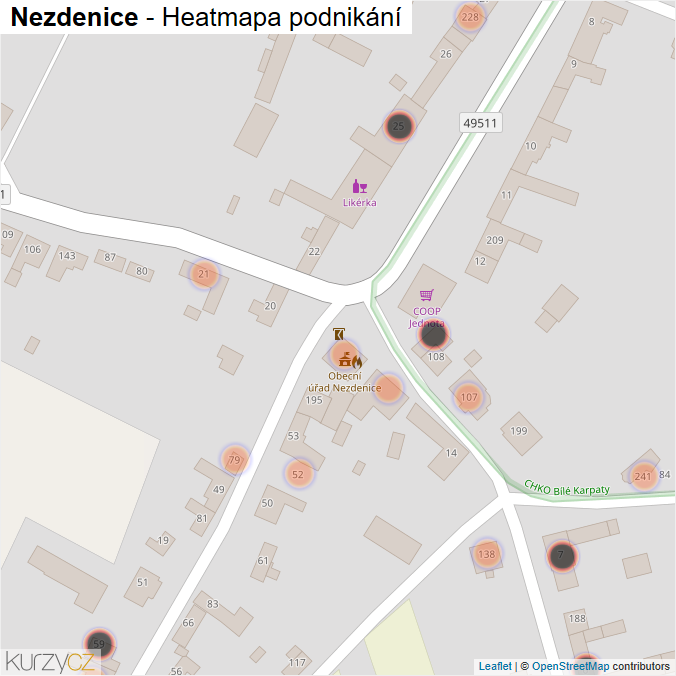 Mapa Nezdenice - Firmy v obci.