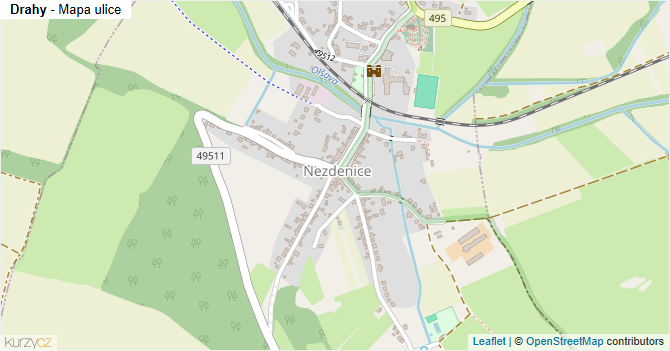 Drahy - mapa ulice