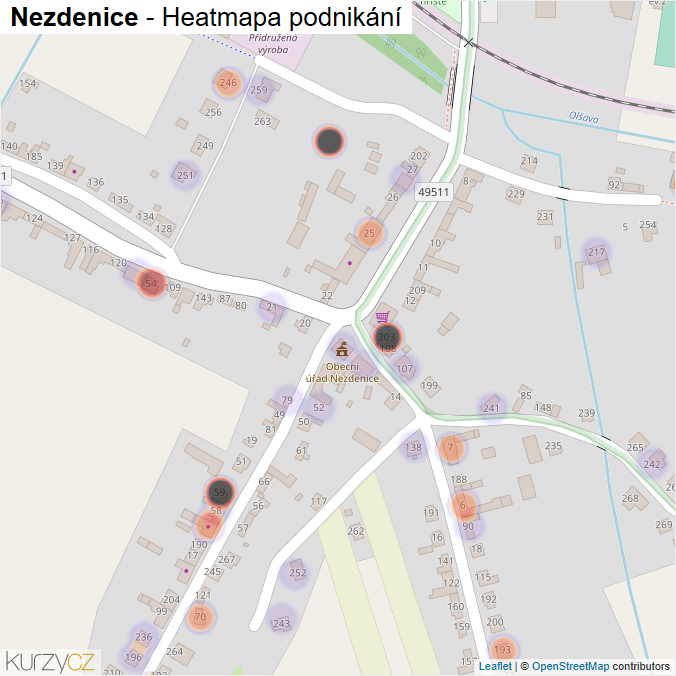 Mapa Nezdenice - Firmy v části obce.