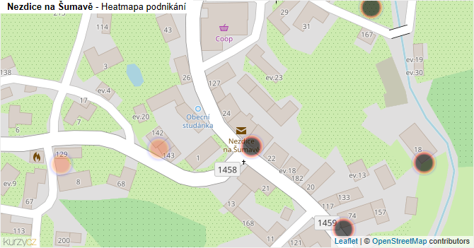 Nezdice na Šumavě - mapa podnikání