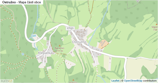 Ostružno - mapa části obce