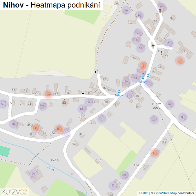 Mapa Níhov - Firmy v části obce.