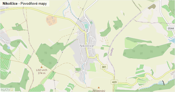 Nikolčice - záplavové mapy stoleté vody