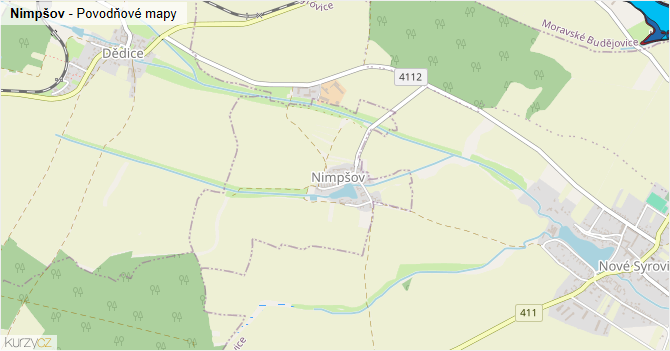 Nimpšov - záplavové mapy stoleté vody