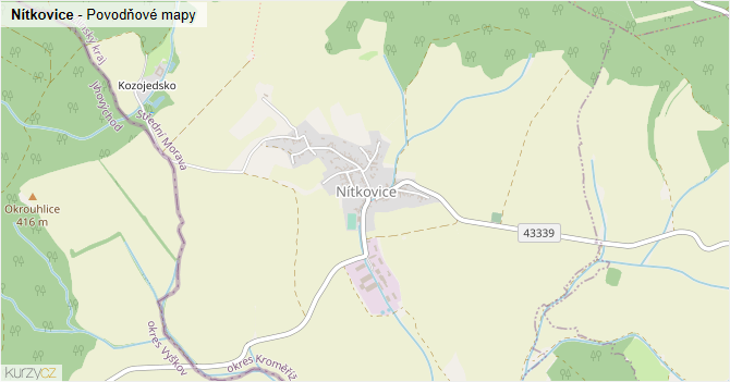 Nítkovice - záplavové mapy stoleté vody