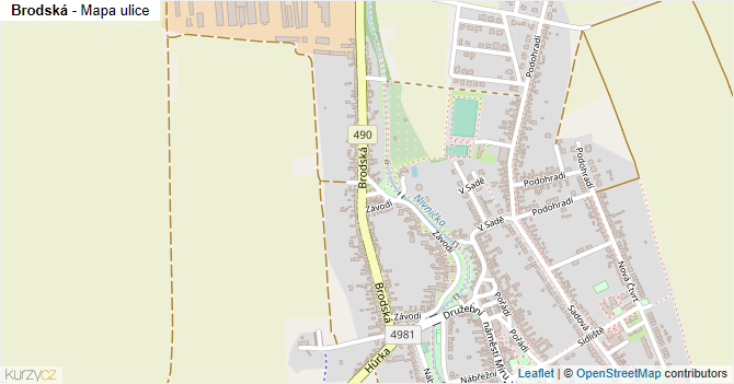 Brodská - mapa ulice