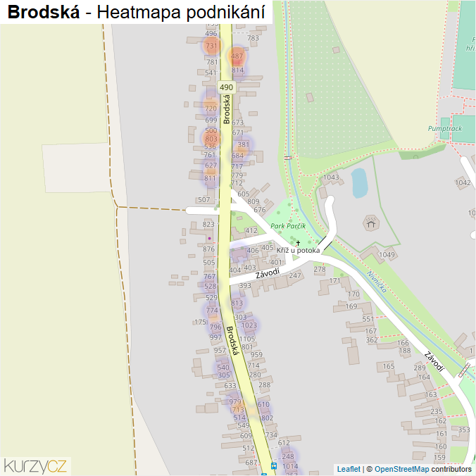 Mapa Brodská - Firmy v ulici.