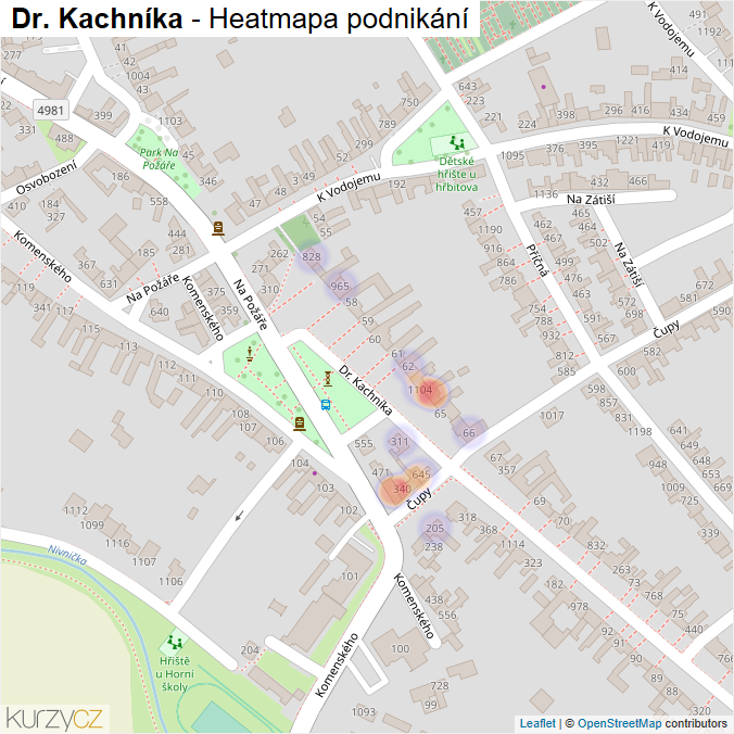 Mapa Dr. Kachníka - Firmy v ulici.