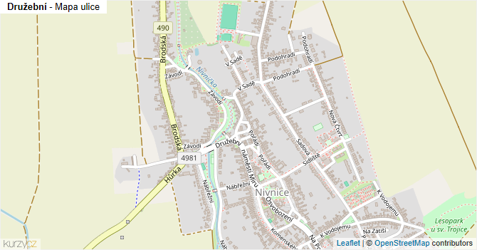 Družební - mapa ulice