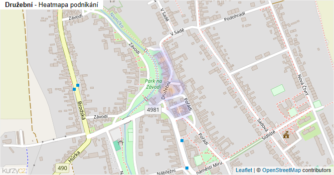 Družební - mapa podnikání