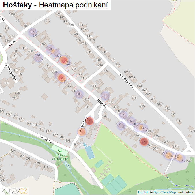 Mapa Hoštáky - Firmy v ulici.