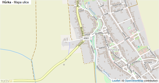 Hůrka - mapa ulice