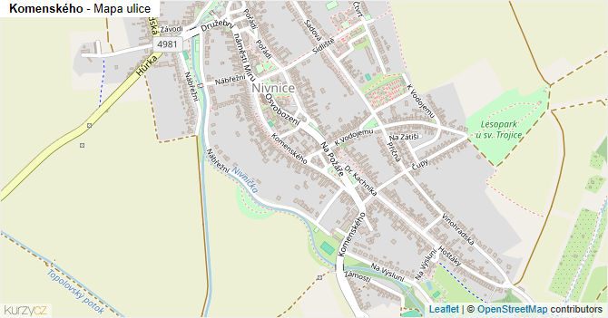 Komenského - mapa ulice