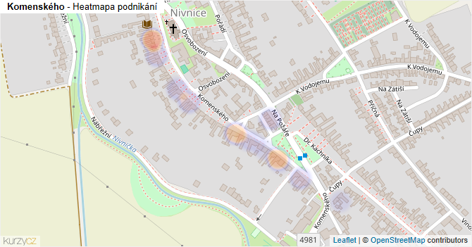 Komenského - mapa podnikání