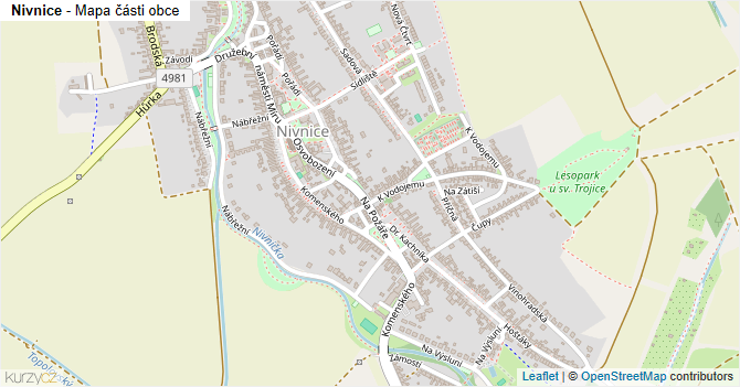 Nivnice - mapa části obce