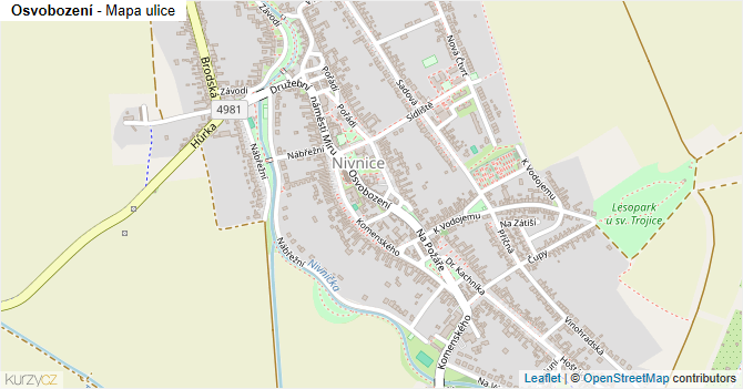 Osvobození - mapa ulice