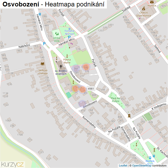 Mapa Osvobození - Firmy v ulici.