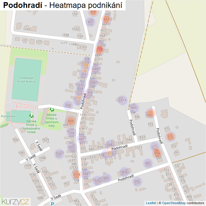 Mapa Podohradí - Firmy v ulici.