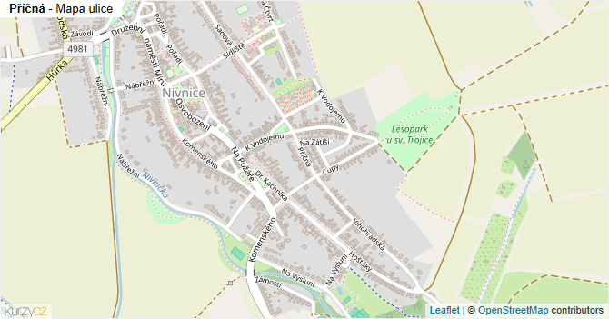 Příčná - mapa ulice