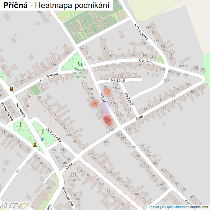 Mapa Příčná - Firmy v ulici.