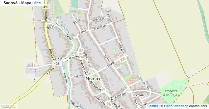 Sadová - mapa ulice