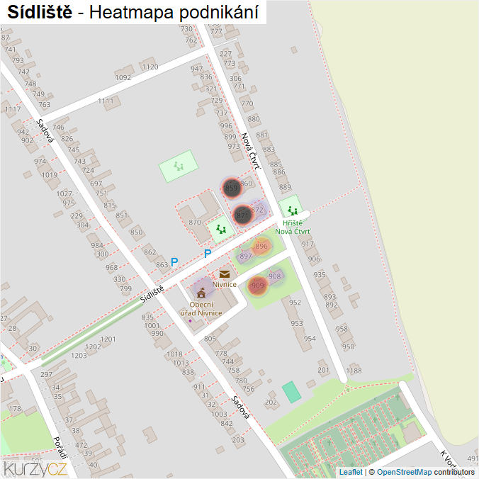 Mapa Sídliště - Firmy v ulici.