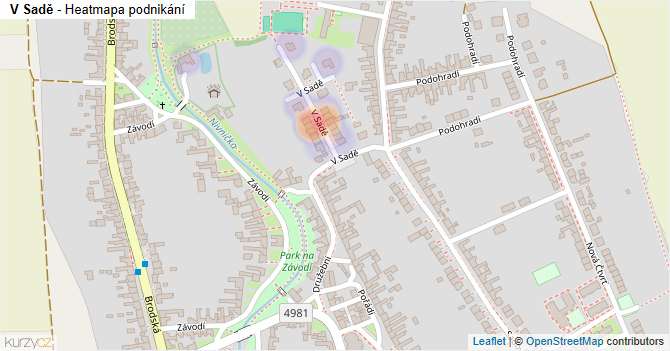 V Sadě - mapa podnikání