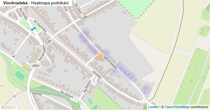 Vinohradská - mapa podnikání