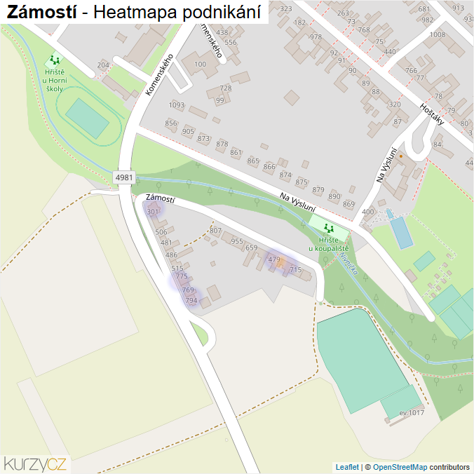 Mapa Zámostí - Firmy v ulici.