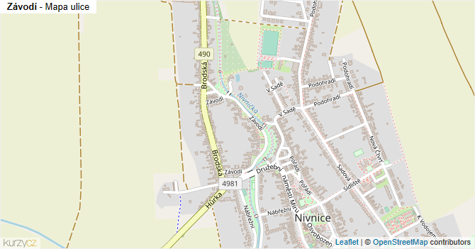 Závodí - mapa ulice