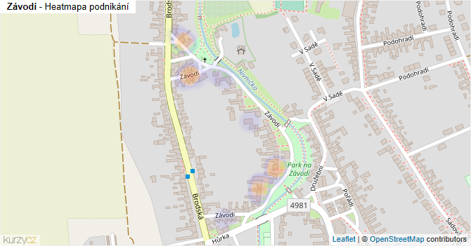 Závodí - mapa podnikání