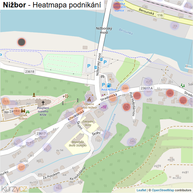 Mapa Nižbor - Firmy v obci.