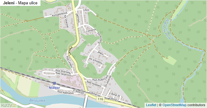 Jelení - mapa ulice