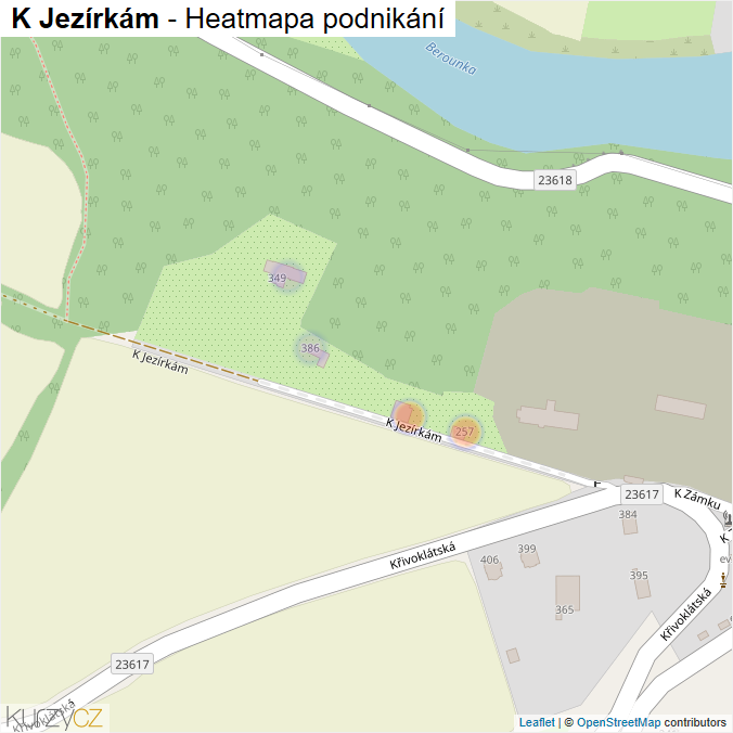 Mapa K Jezírkám - Firmy v ulici.