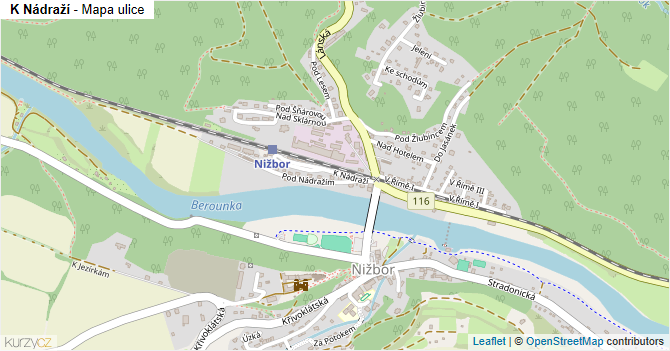 K Nádraží - mapa ulice