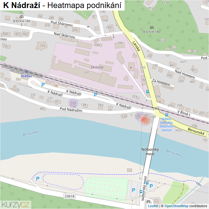 Mapa K Nádraží - Firmy v ulici.