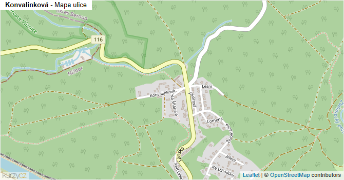 Konvalinková - mapa ulice