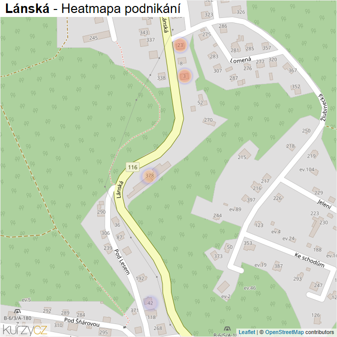 Mapa Lánská - Firmy v ulici.