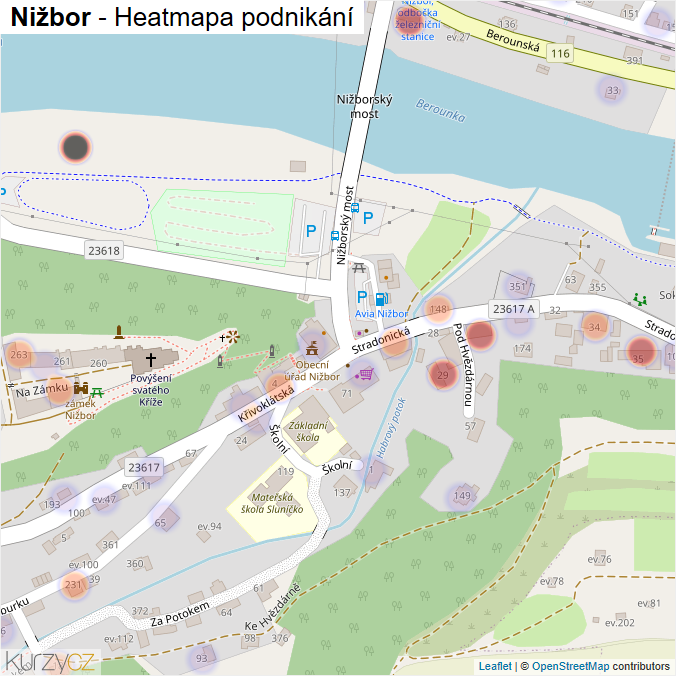 Mapa Nižbor - Firmy v části obce.