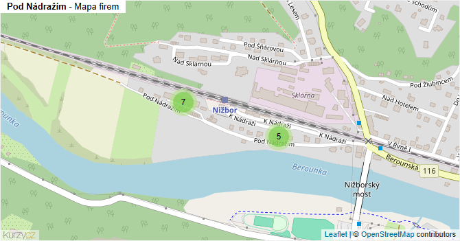 Pod Nádražím - mapa firem