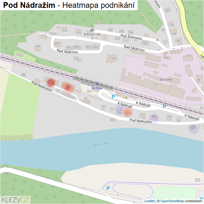 Mapa Pod Nádražím - Firmy v ulici.