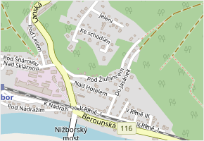 Pod Žlubincem v obci Nižbor - mapa ulice
