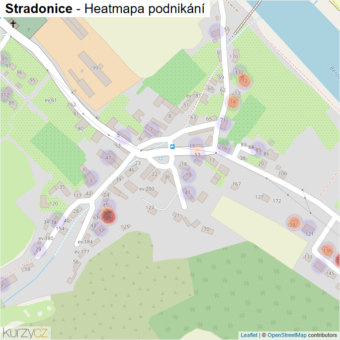 Mapa Stradonice - Firmy v části obce.