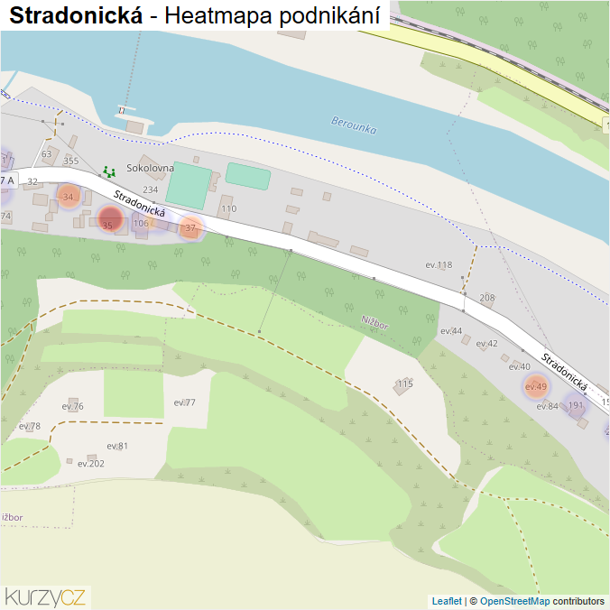 Mapa Stradonická - Firmy v ulici.