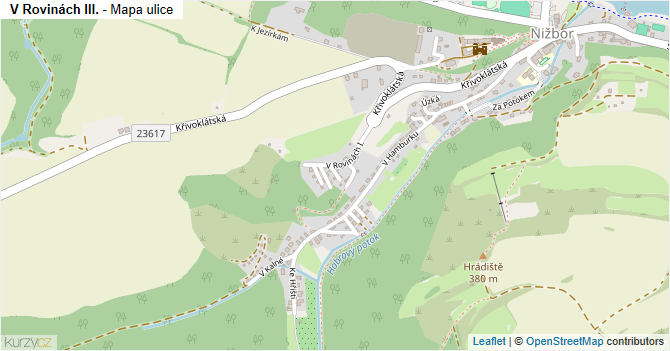 V Rovinách III. - mapa ulice