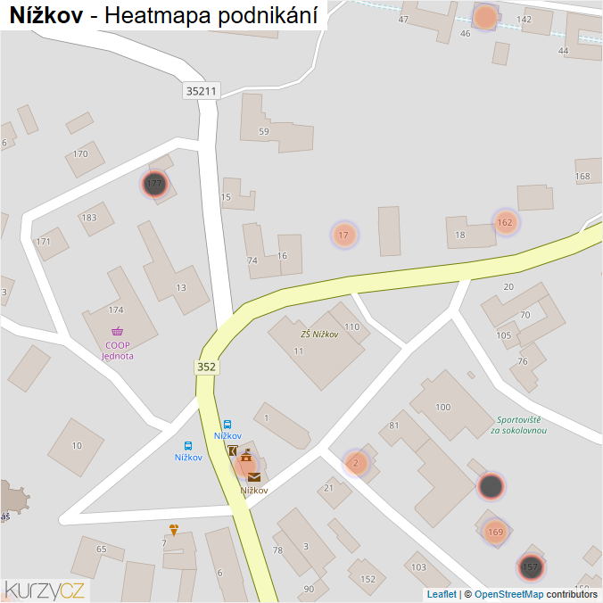Mapa Nížkov - Firmy v obci.