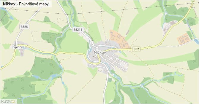 Nížkov - záplavové mapy stoleté vody