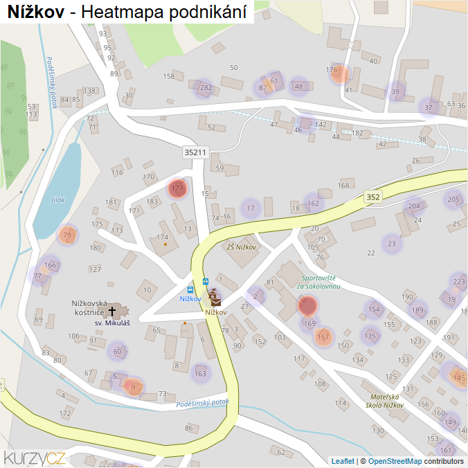 Mapa Nížkov - Firmy v části obce.