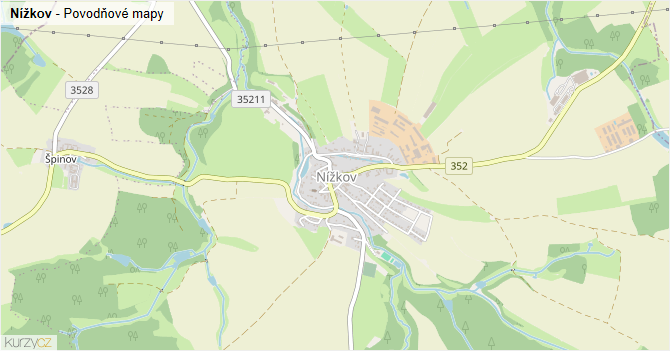 Nížkov - záplavové mapy stoleté vody