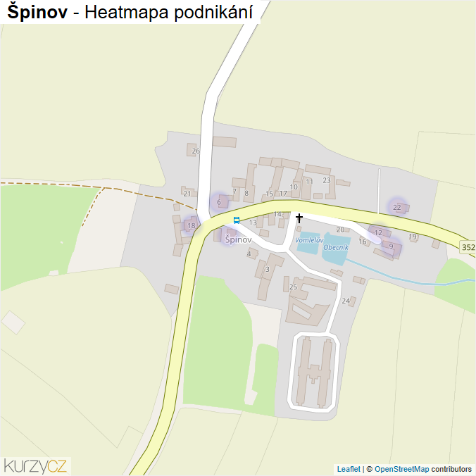 Mapa Špinov - Firmy v části obce.